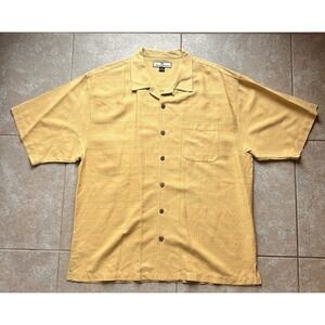 Tommy Bahama 100% Silk Shirt Mens XL Yellow Button Down Casual Relax Fit